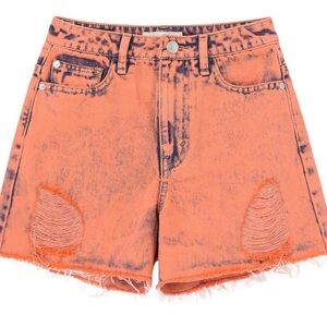 Habitual kid high waist and a trend-right distressed jean shorts in Coral